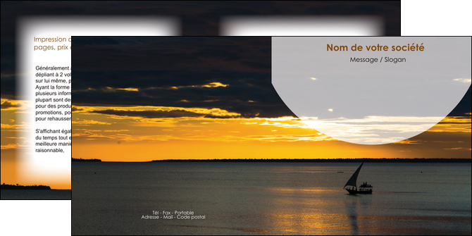 creation graphique en ligne depliant 2 volets  4 pages  sejours paysage mer pirogue MIDBE37138