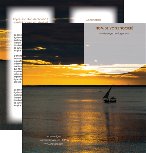 modele depliant 2 volets  4 pages  sejours paysage mer pirogue MIDBE37162