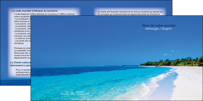 maquette en ligne a personnaliser depliant 2 volets  4 pages  sejours plage mer sable blanc MIDBE37580