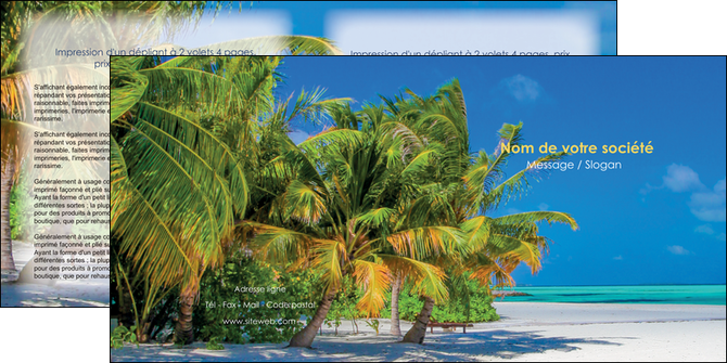 exemple depliant 2 volets  4 pages  paysage plage cocotier sable MIDBE37718