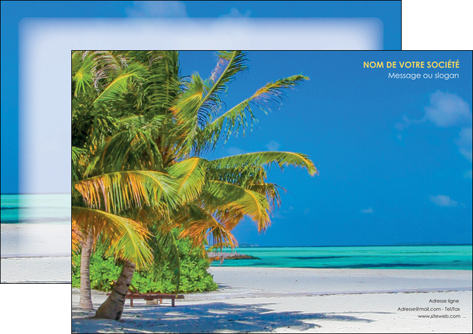 imprimer affiche paysage plage cocotier sable MIDBE37732
