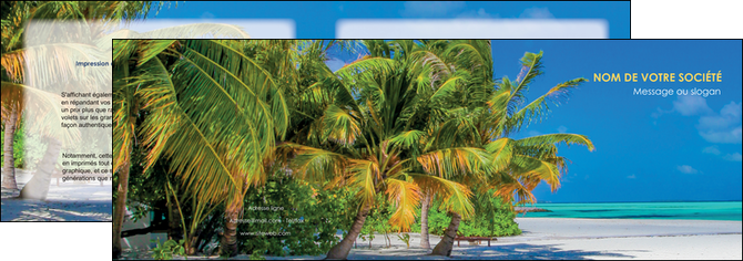 creation graphique en ligne depliant 2 volets  4 pages  paysage plage cocotier sable MIDBE37736