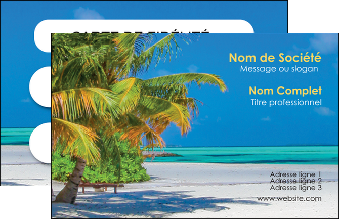 creer modele en ligne carte de visite paysage plage cocotier sable MIDBE37742