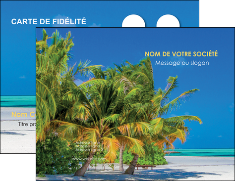 imprimer carte de visite paysage plage cocotier sable MIDBE37744