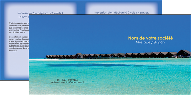 exemple depliant 2 volets  4 pages  sejours plage bungalow mer MIDBE38028