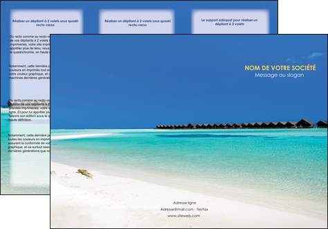 creation graphique en ligne depliant 3 volets  6 pages  sejours plage bungalow mer MIDBE38032