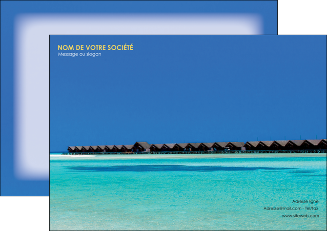 maquette en ligne a personnaliser affiche sejours plage bungalow mer MIDBE38040