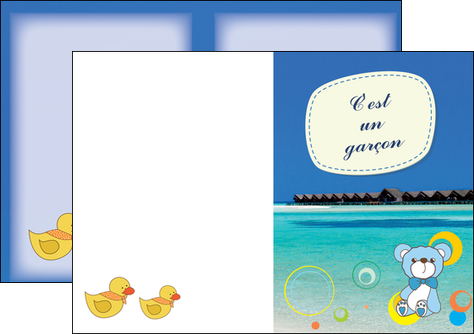 cree depliant 2 volets  4 pages  plage mer bungalow MLIG38058