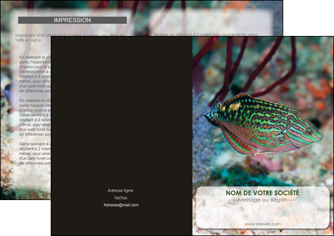 creation graphique en ligne depliant 2 volets  4 pages  plongee  poisson plongee nature MIDBE38168