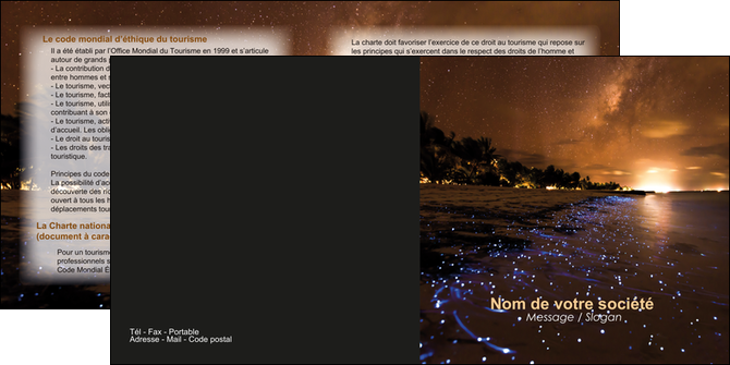 creer modele en ligne depliant 2 volets  4 pages  tourisme  plage bord de mer couche de soleil MIDBE39224