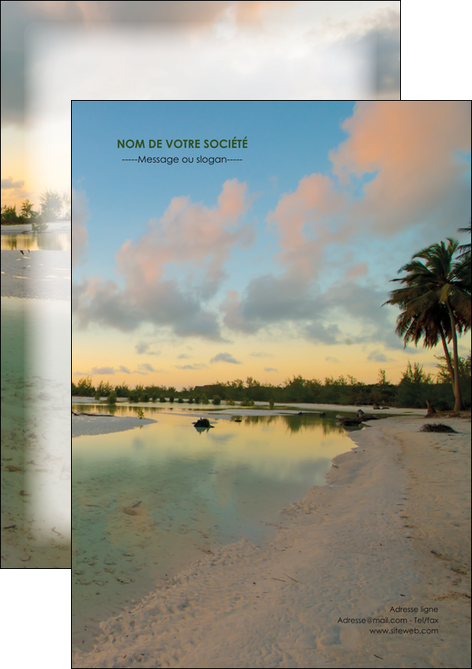 modele flyers tourisme  plage bord de mer arbre MIDBE39320