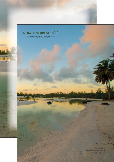 maquette en ligne a personnaliser affiche tourisme  plage bord de mer arbre MIDBE39328
