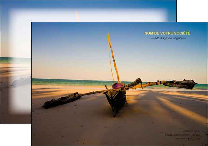 realiser affiche paysage pirogue plage mer MIDBE39340