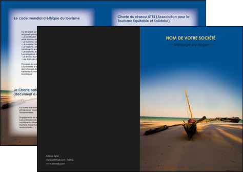 impression depliant 2 volets  4 pages  paysage pirogue plage mer MIDBE39350