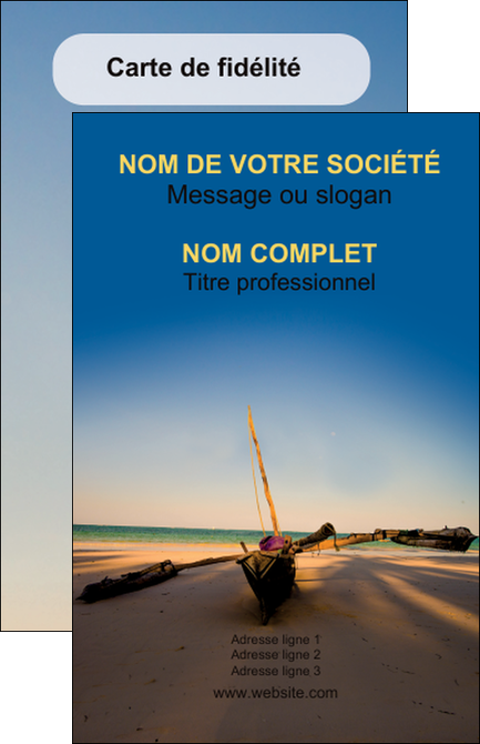 personnaliser modele de carte de visite paysage pirogue plage mer MIDBE39358