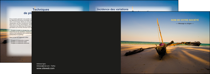 creation graphique en ligne depliant 2 volets  4 pages  paysage pirogue plage mer MIDBE39366