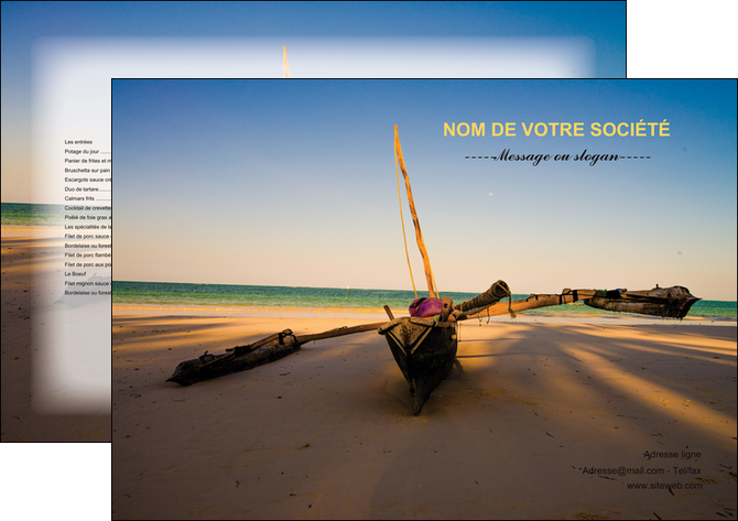 impression set de table paysage pirogue plage mer MIDBE39380