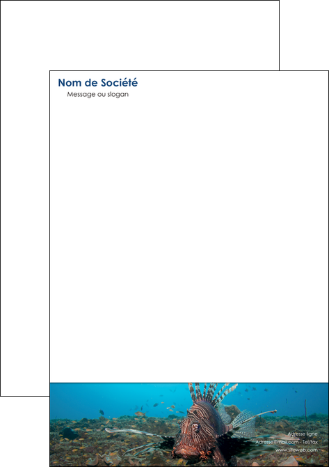 modele tete de lettre animal poissons animal bleu MIDLU39566