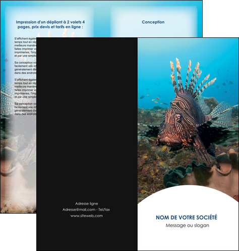 cree depliant 2 volets  4 pages  animal poissons animal bleu MIDLU39570