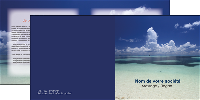 maquette en ligne a personnaliser depliant 2 volets  4 pages  ciel bleu plage MID39646