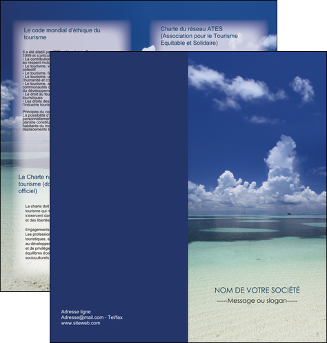 modele depliant 2 volets  4 pages  ciel bleu plage MID39652
