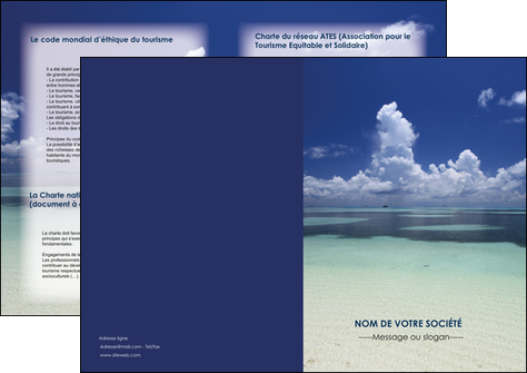 modele en ligne depliant 2 volets  4 pages  ciel bleu plage MID39654