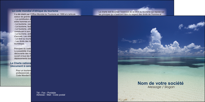exemple depliant 2 volets  4 pages  ciel bleu plage MID39658