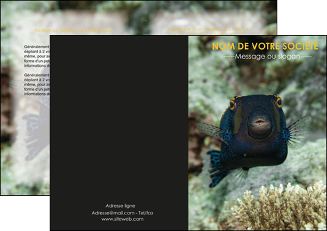creation graphique en ligne depliant 2 volets  4 pages  animal poisson sous marine nature MIDBE40234