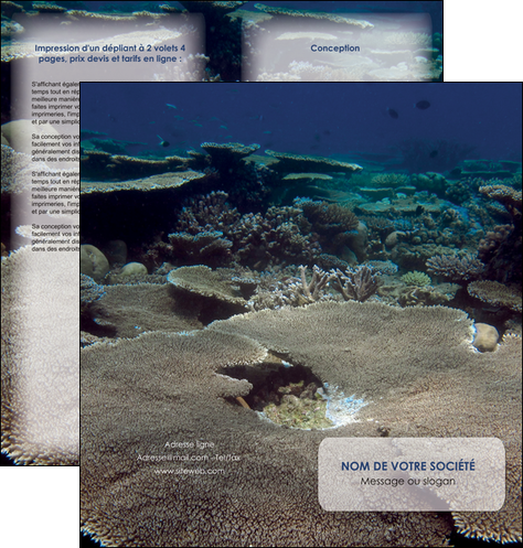 faire modele a imprimer depliant 2 volets  4 pages  plongee  massif de corail mer nature MIDBE40634
