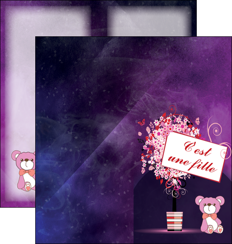 exemple depliant 2 volets  4 pages  violet pot de  fleurs fleurs MIDBE41116