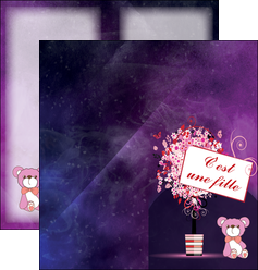 exemple depliant 2 volets  4 pages  violet pot de  fleurs fleurs MIDBE41116