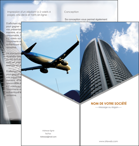 faire depliant 2 volets  4 pages  agence immobiliere immeuble gratte ciel immobilier MID42552