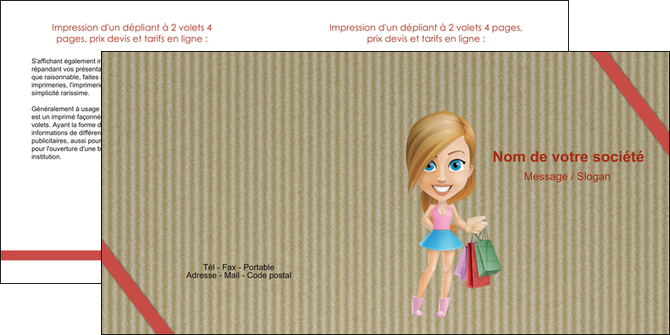 faire depliant 2 volets  4 pages  vetements et accessoires shopping emplette fille MLIGLU43610