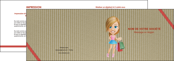 personnaliser maquette depliant 2 volets  4 pages  vetements et accessoires shopping emplette fille MLIGLU43624