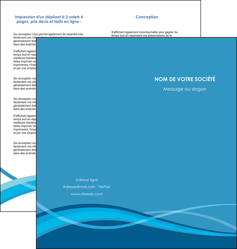 personnaliser maquette depliant 2 volets  4 pages  bleu couleurs froides fond bleu MFLUOO58144