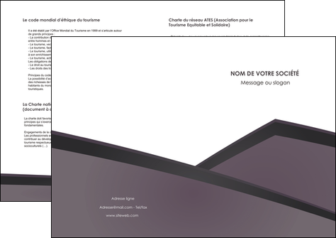faire depliant 2 volets  4 pages  violet noir courbes MLGI58434