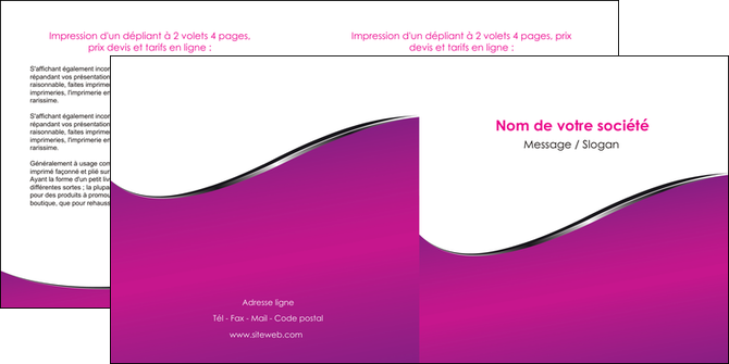 cree depliant 2 volets  4 pages  violet fond violet colore MIDBE58658