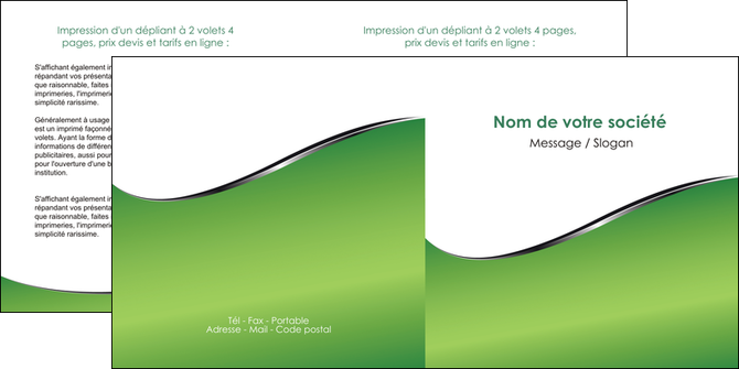 modele depliant 2 volets  4 pages  vert fond vert colore MFLUOO59270