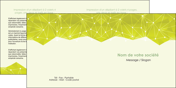 personnaliser modele de depliant 2 volets  4 pages  graphisme vert fond vert colore MIDBE60064