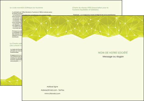 personnaliser modele de depliant 2 volets  4 pages  graphisme vert fond vert colore MIDBE60074