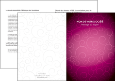 faire depliant 2 volets  4 pages  fushia rose courbes MLGI61890