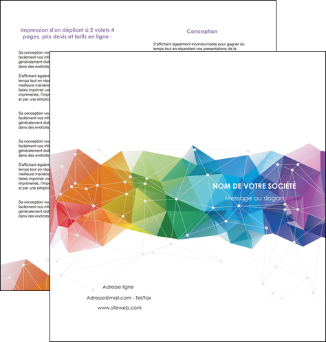 modele en ligne depliant 2 volets  4 pages  graphisme arc en ciel bleu abstrait MFLUOO62462