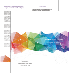 modele en ligne depliant 2 volets  4 pages  graphisme arc en ciel bleu abstrait MFLUOO62462