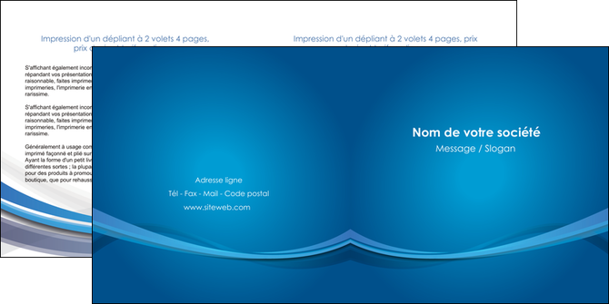 faire depliant 2 volets  4 pages  bleu fond bleu pastel MFLUOO66696