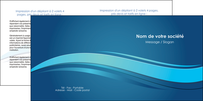 realiser depliant 2 volets  4 pages  bleu bleu pastel fond bleu MFLUOO69654