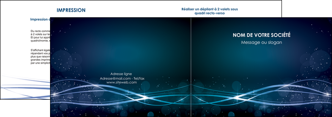 faire modele a imprimer depliant 2 volets  4 pages  fond  bleu couleurs froides structure en bleu MFLUOO72348