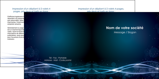 modele depliant 2 volets  4 pages  fond  bleu couleurs froides structure en bleu MFLUOO72362