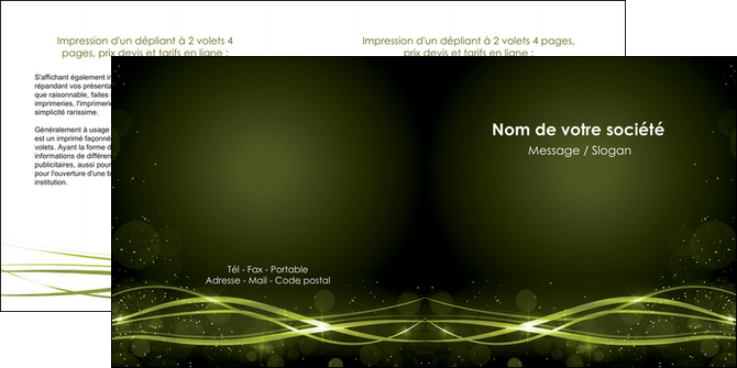 faire depliant 2 volets  4 pages  fond vert structure en vert abstrait MLGI72414
