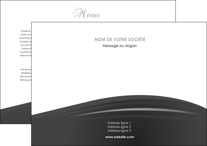 maquette en ligne a personnaliser set de table restaurant menu noir blanc MIDLU74000