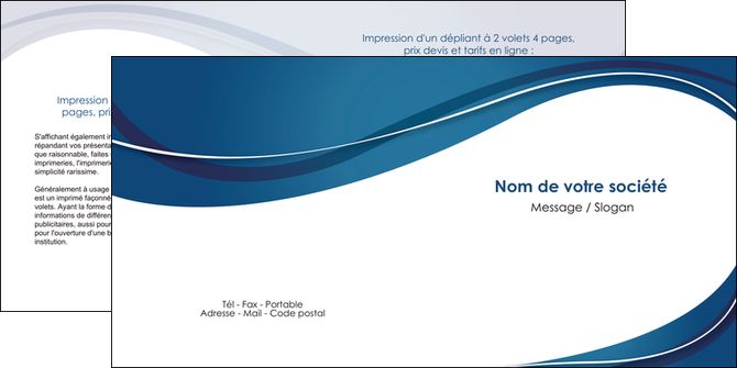 exemple depliant 2 volets  4 pages  web design bleu fond bleu courbes MFLUOO74846